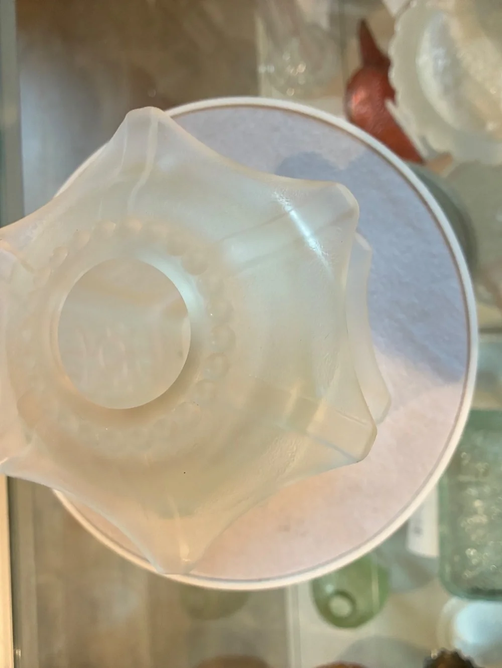 Indiana Glass Satin Pagoda Fairy Lamp Frosted Vintage Candle Holder